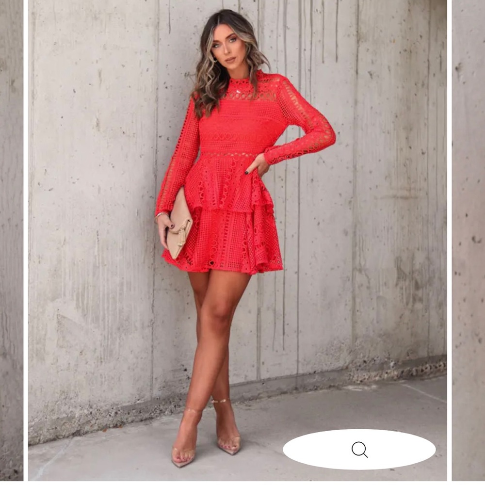 Vici Tiered Crochet Mini Dress